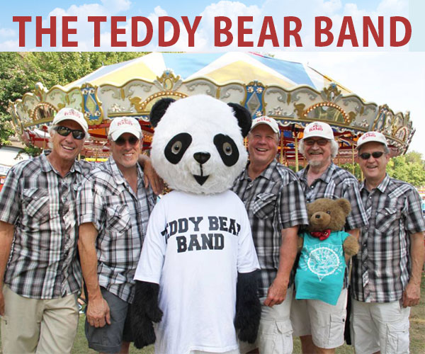 Members of the Teddy Bear Band and a bear costume.